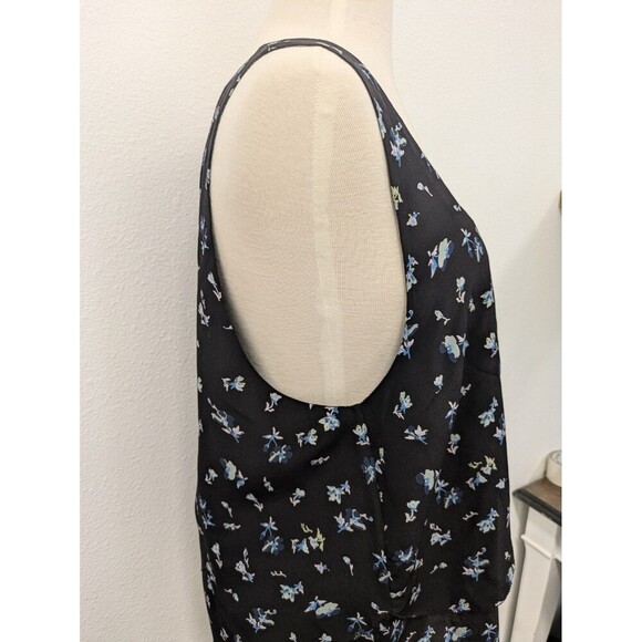 Joie Black Floral Print Scallop Tiered 100% Silk Tank Top sz L Coquette Whimsy - Picture 3 of 9